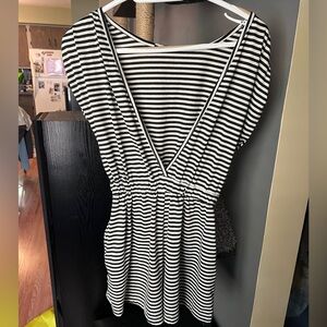 Black and white striped romper